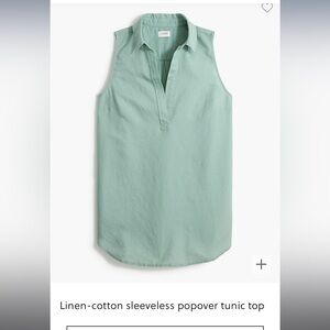 J. Crew Factory Mint Green Sleeveless Linen-Cotton Popover Tunic